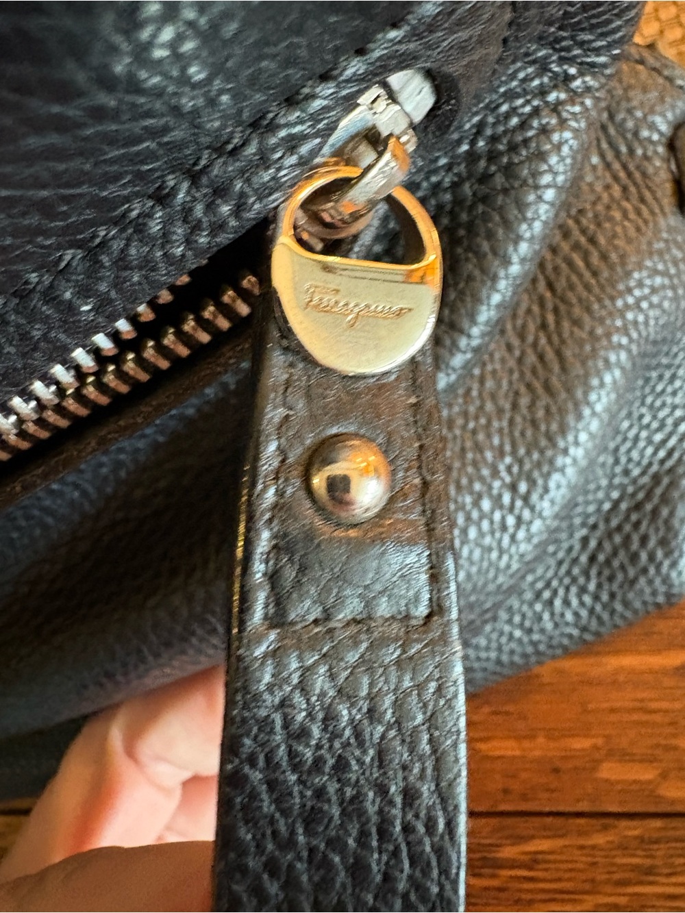 Salvatore Ferragamo Black Pebble Leather Sofia Shoulder Handbag Made In Italy - Picture 10 of 14